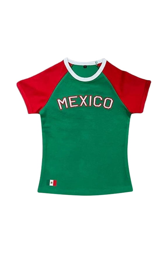 Womens T Shirt Short Sleeve Crewneck Color Block Raglan Tees Letter Embroidered Relaxed Fit Casual Top For Casual Daily Wear Classic Top