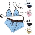 thumbnail image 1 of FINALGANG Womens Triangle Halter Polka Dot Print 2 Piece Bikini Swim Set Tie String Swim Top Drawstring Boyshort Brief Summer Swimwear For Beach Trip Trendy Swimwear S, 1 of 4