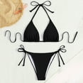 thumbnail image 1 of FINALGANG Womens Triangle Thin String Strap Solid Color Two Piece Bikini Set Side Tie Adjustable Bikini Bottom Minimal Slim Swimwear For Summer Beach Vacation Fashion Swimwear S, 1 of 3