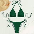 thumbnail image 1 of FINALGANG Womens Triangle Thin String Strap Solid Color Two Piece Bikini Set Side Tie Adjustable Bikini Bottom Minimal Slim Swimwear For Summer Beach Vacation Stylish Swimwear M, 1 of 3