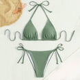 thumbnail image 1 of FINALGANG Womens Triangle Thin String Strap Solid Color Two Piece Bikini Set Side Tie Adjustable Bikini Bottom Minimal Slim Swimwear For Summer Beach Vacation Fashion Swimwear XL, 1 of 3