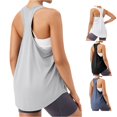 thumbnail image 1 of FINALGANG Womens U Neck Racerback Quick Dry Solid Loose Long Athletic Tank Tops Gym Yoga Running Workout Breathable Sleeveless Shirts For Ladies Classic Top S, 1 of 6