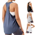 thumbnail image 1 of FINALGANG Womens U Neck Racerback Quick Dry Solid Loose Long Athletic Tank Tops Gym Yoga Running Workout Breathable Sleeveless Shirts For Ladies Comfort Top M, 1 of 7