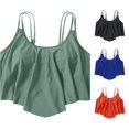 thumbnail image 1 of FINALGANG Womens U Scoop Neck Double Thin Strap Solid Color Ruffled Flounce Swim Tank Top Loose Basic Bikini Top For Pool Beach Daily Wear Leisure Swimwear XL, 1 of 3