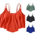 thumbnail image 1 of FINALGANG Womens U Scoop Neck Double Thin Strap Solid Color Ruffled Flounce Swim Tank Top Loose Basic Bikini Top For Pool Beach Daily Wear Trendy Swimwear XXXL, 1 of 3