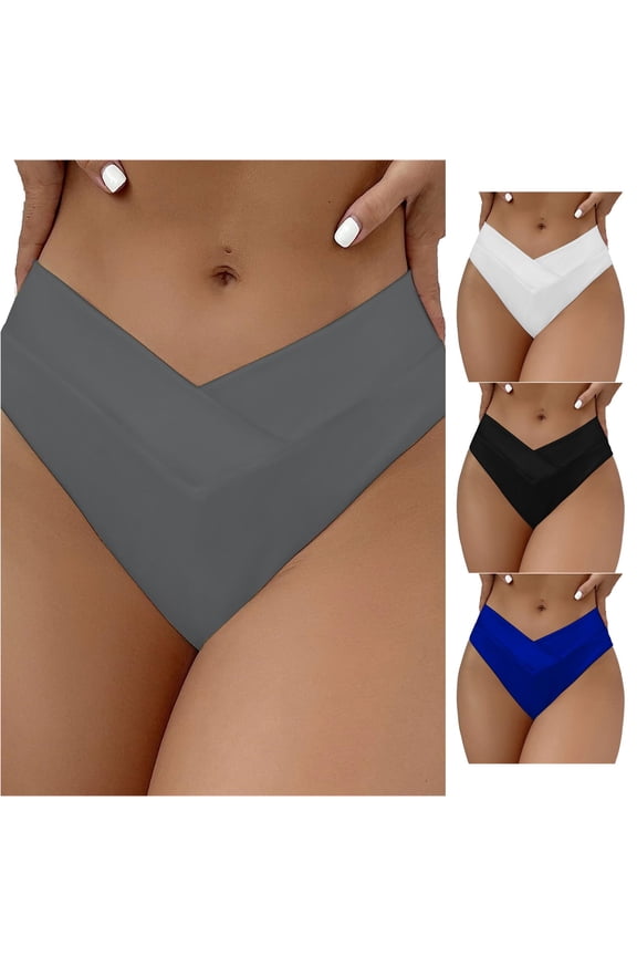 Womens V Fold High Waist Solid Color Smooth Stretch Bikini Briefs Curved Waist Tummy Control Swim Bottoms Minimal Basic Swim Briefs For Beach Pool Trips Soft Swimwear XL