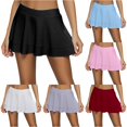 thumbnail image 1 of FINALGANG Womens Wide Elastic Waist Solid Color Double Layer Ruffle Flared Mini Skirt Quick Dry Sport Tennis A-Line Skort Bottoms For Ladies Soft Skirts S, 1 of 7