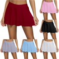 thumbnail image 1 of FINALGANG Womens Wide Elastic Waist Solid Color Double Layer Ruffle Flared Mini Skirt Quick Dry Sport Tennis A-Line Skort Bottoms For Ladies Versatile Skirts S, 1 of 7