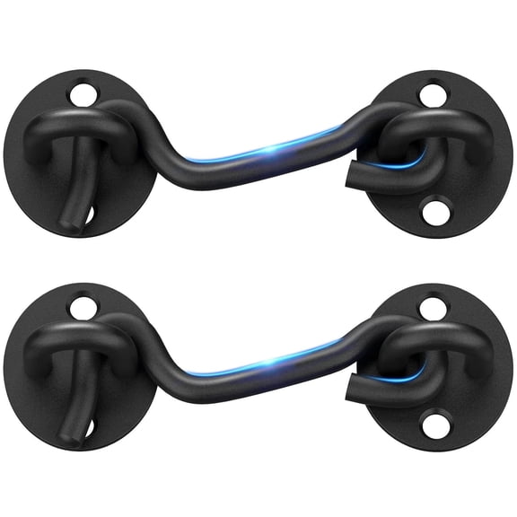 ZYHYPWW 2Pack 4 Inch Black Heavy Duty Stainless Steel Hook and Eye Latch, Barn Door Gate Lock for Sliding Doors, Windows, Cabinets & Outdoor Use