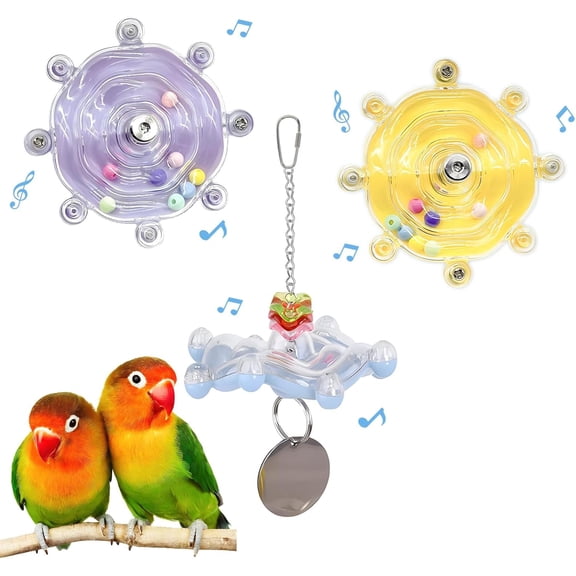 FINAQUA 3-Pack Interactive Bird Spinner Toys - Colorful Chew & Rattle Enrichment Toys for Parakeets, Cockatiels, Conures, Budgies | Bird Cage Accessories