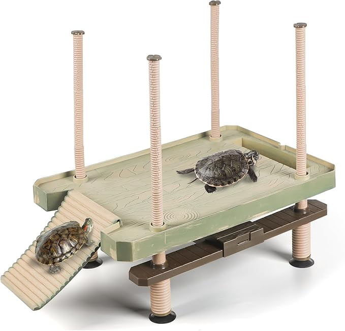 FINAQUA Floating Turtle Basking Dock with Ramp - For Aquatic Turtles, Fits 30 Gallon+ Aquariums