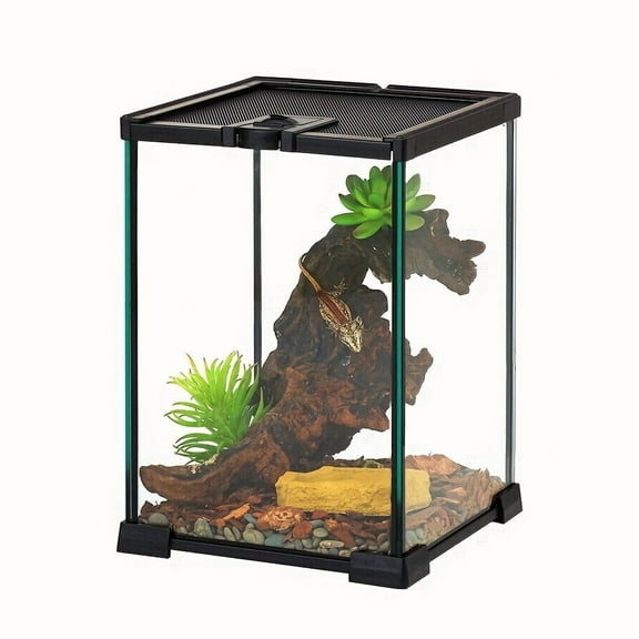 FINAQUA Reptile-specific glass terrarium with top opening and locking lid, suitable for lizards / geckos / frogs