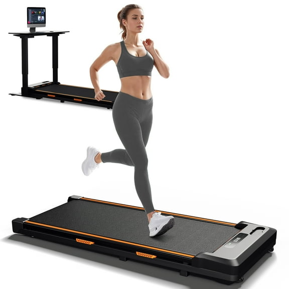 FINATI Under Desk Treadmill for Home and Office, 2 in 1 Portable Walking Pad Treadmill, 2.5HP Low-Noise Desk Treadmill in LED Display with Remote Control,Black