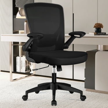 FINATI Ergonomic Office Chair, Computer Chair with Flip-up Arms, Height Adjustable Desk Chair, Black