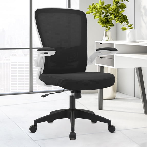 FINATI Office Chair, Mid Back Swivel Lumbar Support Desk Chair, White