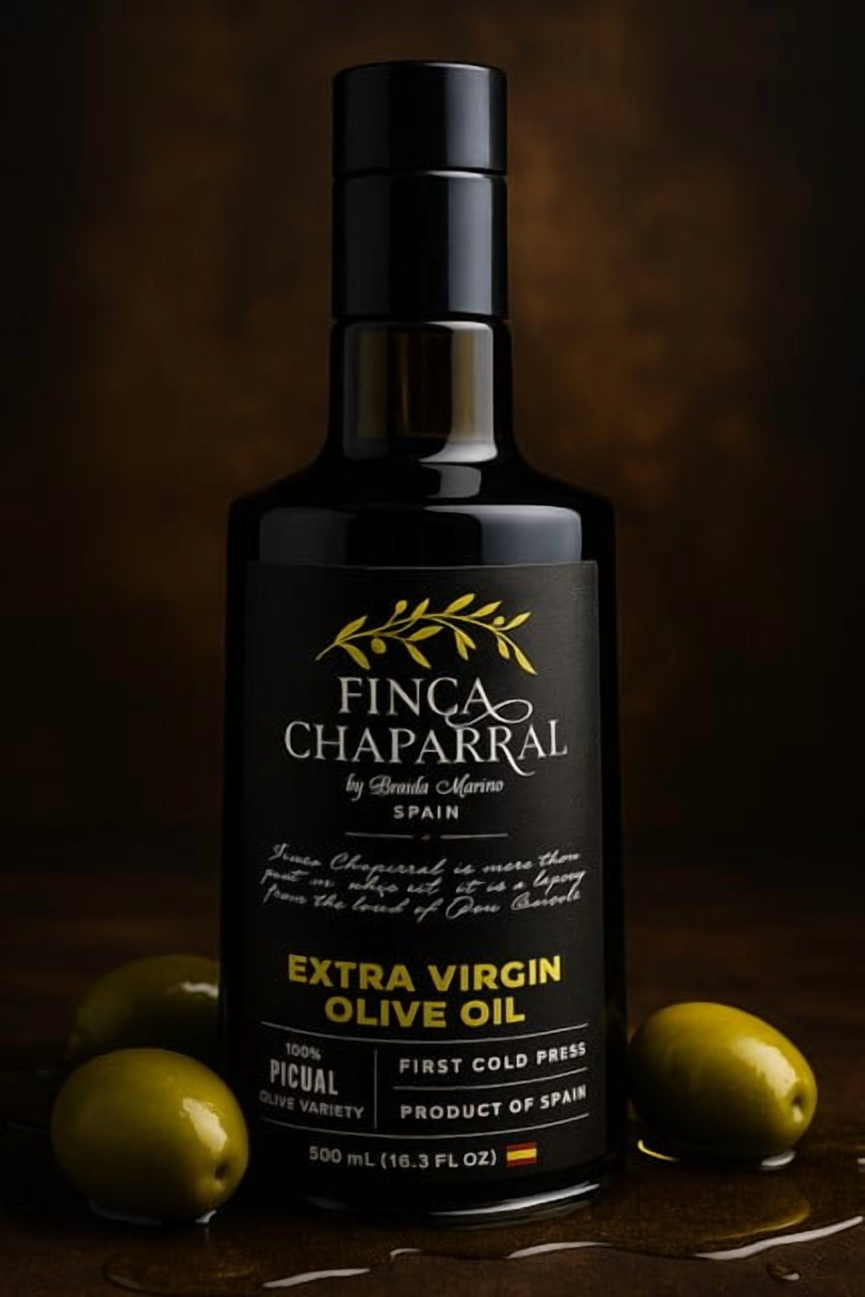 FINCA CHAPARRAL PICUAL EXTRA VIRGIN OLIVE OIL First Cold Press, 16.9 fl oz, Product of Spain Olive Oil – High Polyphenol – Cold Pressed, Early Harvest, First Cold Press EVOO – Keto, Paleo, Non-GMO –