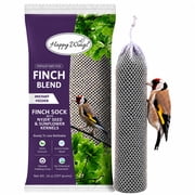 Happy Wings Finch Blend Bird Food, Mix of Sunflower Hearts/Kernels and Nyjer Seed Wild Bird Food 14 Ounce | Prefilled Sock | No Grow Seed I Bird Seeds for Wild 