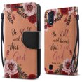 thumbnail image 1 of FINCIBO Kickstand Card Holder Magnetic + Flap Wallet Pouch Cover Case for Samsung Galaxy A01 5.7" 2019, Christian Quotes Psalm 46:10, 1 of 4