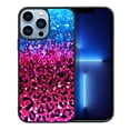 thumbnail image 1 of FINCIBO Soft Rubber Cover Case for Apple iPhone 13 Pro Max 6.7" 2021 (NOT FIT iPhone 13 mini 5.4"/iPhone 13 Pro 6.1"/iPhone 13 6.1" 2021), Blue Glitter Sparkle With Black Pink Glitter Leopard, 1 of 5