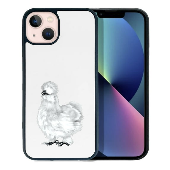 FINCIBO Soft Rubber Protector Cover Case for Apple iPhone 13 6.1" 2021 (NOT FIT Apple iPhone 13 mini 5.4" 2021/iPhone 13 Pro 6.1" 2021/iPhone 13 Pro Max 6.7" 2021), White Silkie Chicken