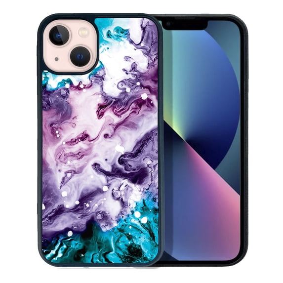 FINCIBO Soft Rubber Protector Cover Case for Apple iPhone 13 6.1" 2021 (NOT FIT Apple iPhone 13 mini 5.4" 2021/iPhone 13 Pro 6.1" 2021/iPhone 13 Pro Max 6.7" 2021), Purple Mixed Oil Paint