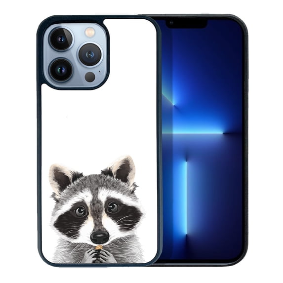 FINCIBO Soft Rubber Protector Cover Case for Apple iPhone 13 Pro 6.1" 2021 (NOT FIT Apple iPhone 13 mini 5.4" 2021/iPhone 13 6.1" 2021/iPhone 13 Pro Max 6.7" 2021), Raccoon