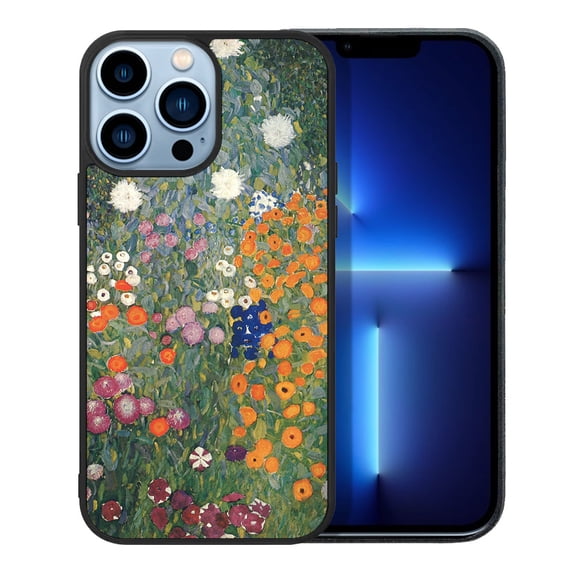 FINCIBO Soft Rubber Protector Cover Case for Apple iPhone 13 Pro Max 6.7" 2021 (NOT FIT Apple iPhone 13 mini 5.4" 2021/iPhone 13 Pro 6.1" 2021/iPhone 13 6.1" 2021), Gustav Klimt Flower Garden