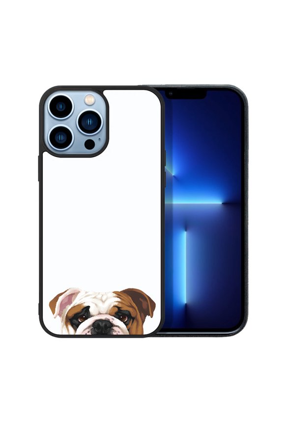 FINCIBO Soft Rubber Protector Cover Case for Apple iPhone 13 Pro Max 6.7" 2021 (NOT FIT Apple iPhone 13 mini 5.4" 2021/iPhone 13 Pro 6.1" 2021/iPhone 13 6.1" 2021), Animal English Bulldog