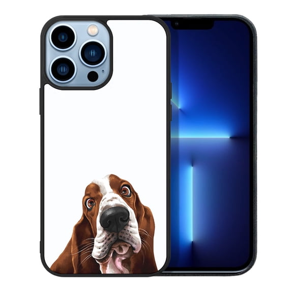 FINCIBO Soft Rubber Protector Cover Case for Apple iPhone 13 Pro Max 6.7" 2021 (NOT FIT Apple iPhone 13 mini 5.4" 2021/iPhone 13 Pro 6.1" 2021/iPhone 13 6.1" 2021), Basset Hound Dog