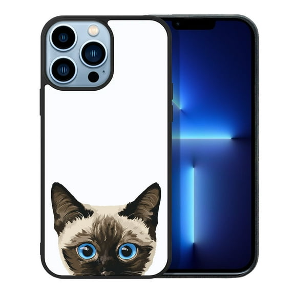 FINCIBO Soft Rubber Protector Cover Case for Apple iPhone 13 Pro Max 6.7" 2021 (NOT FIT Apple iPhone 13 mini 5.4" 2021/iPhone 13 Pro 6.1" 2021/iPhone 13 6.1" 2021), Animal Siamese Kitten Cat