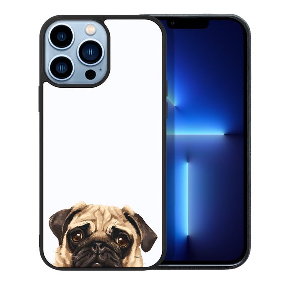 FINCIBO Soft Rubber Protector Cover Case for Apple iPhone 13 Pro Max 6.7" 2021 (NOT FIT Apple iPhone 13 mini 5.4" 2021/iPhone 13 Pro 6.1" 2021/iPhone 13 6.1" 2021), Animal Pug Puppy Dog