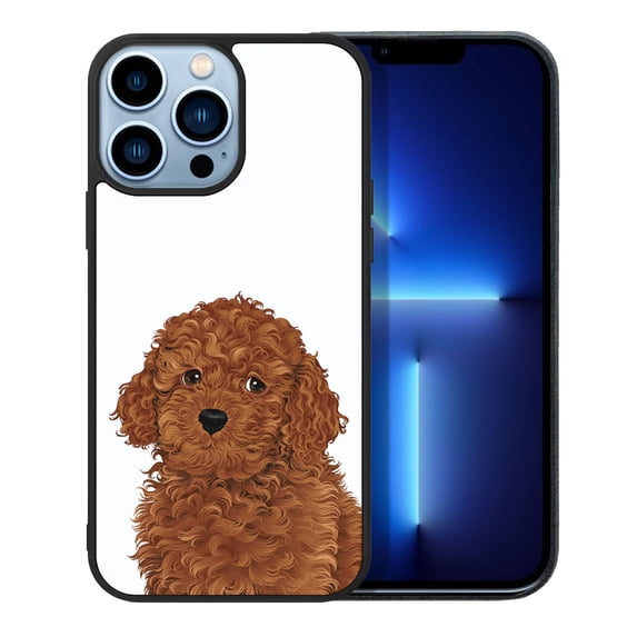 FINCIBO Soft Rubber Protector Cover Case for Apple iPhone 13 Pro Max 6.7" 2021 (NOT FIT Apple iPhone 13 mini 5.4" 2021/iPhone 13 Pro 6.1" 2021/iPhone 13 6.1" 2021), Brown Toy Poodle Dog