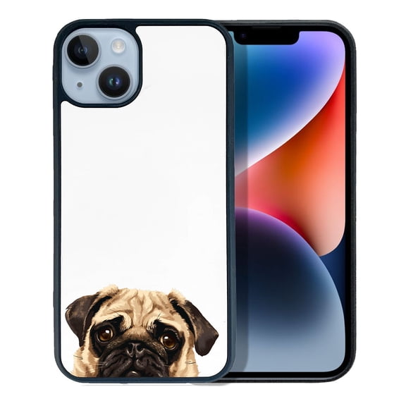 FINCIBO Soft Rubber Protector Cover Case for Apple iPhone 14 6.1" 2022, Animal Pug Puppy Dog