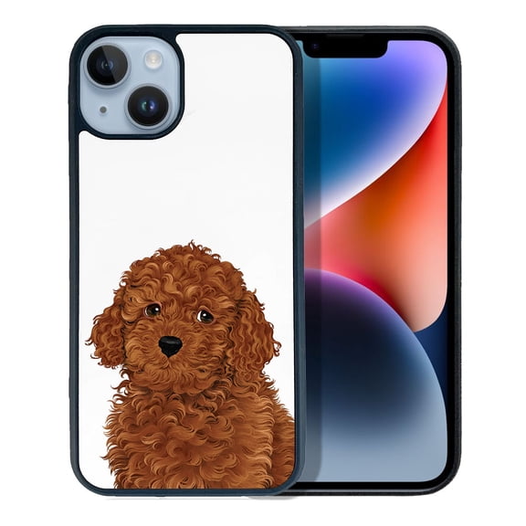 FINCIBO Soft Rubber Protector Cover Case for Apple iPhone 14 6.1" 2022, Brown Toy Poodle Dog