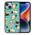 thumbnail image 1 of FINCIBO Soft Rubber Protector Cover Case for Apple iPhone 14 6.1" 2022, Pug Funny Playful Postures Teal, 1 of 5