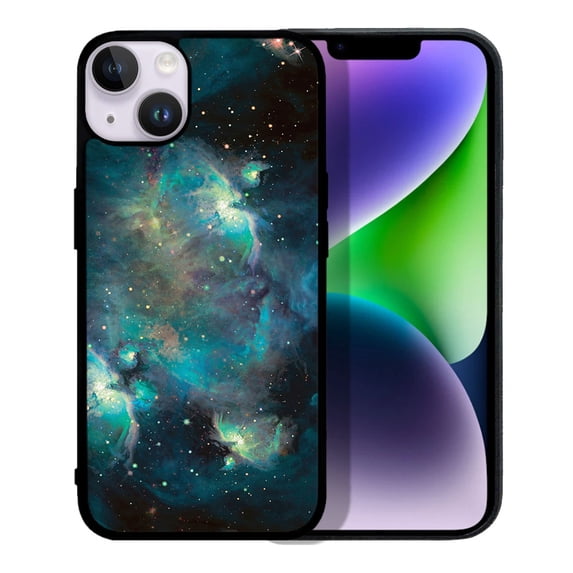 FINCIBO Soft Rubber Protector Cover Case for Apple iPhone 14 Max 6.7" 2022, Blue Sky Galaxy Nebula