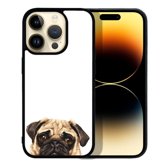 FINCIBO Soft Rubber Protector Cover Case for Apple iPhone 14 Pro 6.1" 2022, Animal Pug Puppy Dog