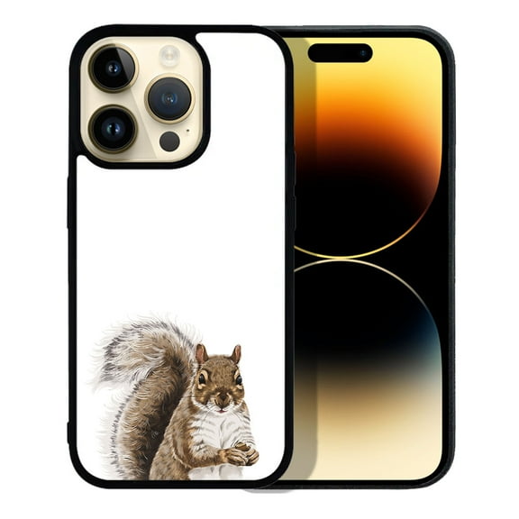 FINCIBO Soft Rubber Protector Cover Case for Apple iPhone 14 Pro 6.1" 2022, Brown Gray Squirrel
