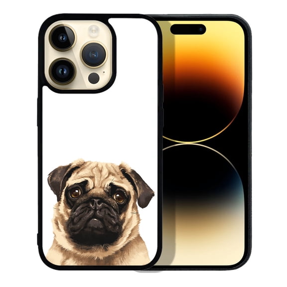 FINCIBO Soft Rubber Protector Cover Case for Apple iPhone 14 Pro 6.1" 2022, Pug Puppy Dog