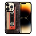thumbnail image 1 of FINCIBO Soft Rubber Protector Cover Case for Apple iPhone 14 Pro 6.1" 2022, Red Vintage Cassette Tape, 1 of 5