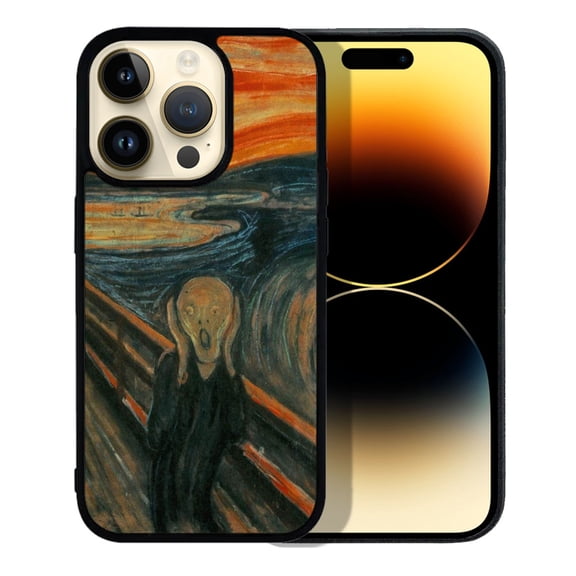 FINCIBO Soft Rubber Protector Cover Case for Apple iPhone 14 Pro 6.1" 2022, The Scream Edvard Munch