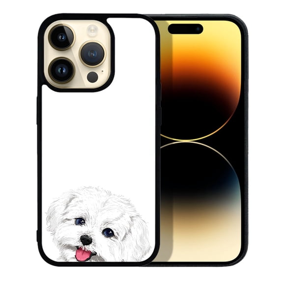 FINCIBO Soft Rubber Protector Cover Case for Apple iPhone 14 Pro Max 6.7" 2022, Animal Maltese Dog