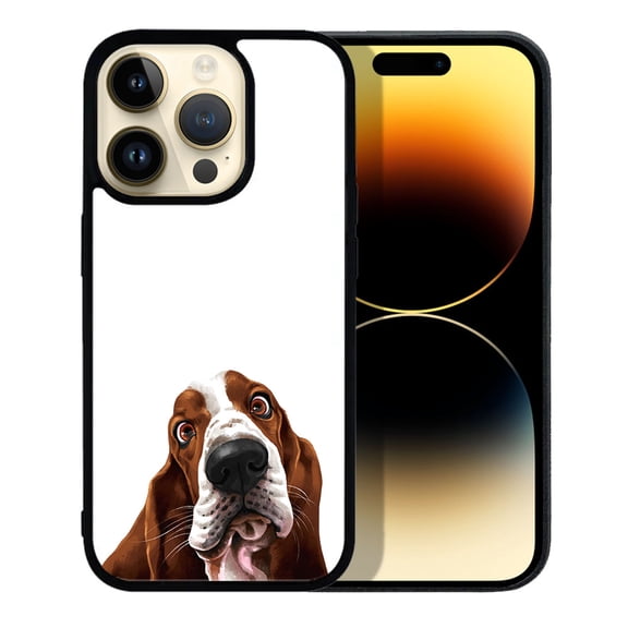FINCIBO Soft Rubber Protector Cover Case for Apple iPhone 14 Pro Max 6.7" 2022, Basset Hound Dog