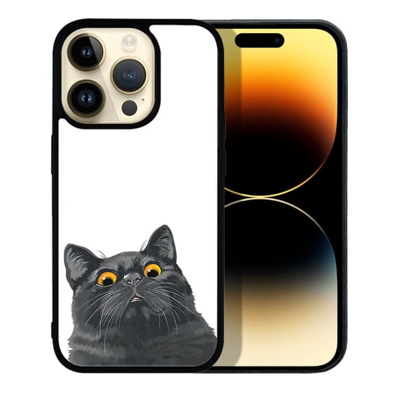 FINCIBO Soft Rubber Protector Cover Case for Apple iPhone 14 Pro Max 6.7" 2022, Black Bombay Kitten Cat