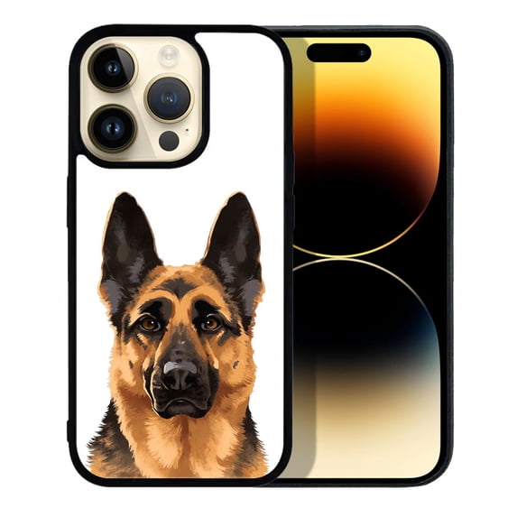FINCIBO Soft Rubber Protector Cover Case for Apple iPhone 14 Pro Max 6.7" 2022, Black Tan German Shepherd Dog