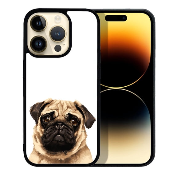 FINCIBO Soft Rubber Protector Cover Case for Apple iPhone 14 Pro Max 6.7" 2022, Pug Puppy Dog