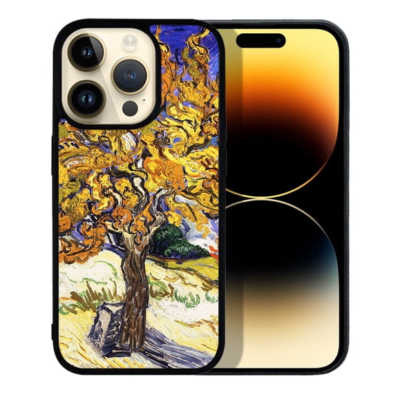FINCIBO Soft Rubber Protector Cover Case for Apple iPhone 14 Pro Max 6.7" 2022, Van Gogh Mulberry