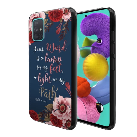 FINCIBO Soft TPU Black Case Slim Cover for Samsung Galaxy A51 A515 6.5" 2019 (NOT FIT A51 5G 2020), Christian Bible Verses Psalm 119:105