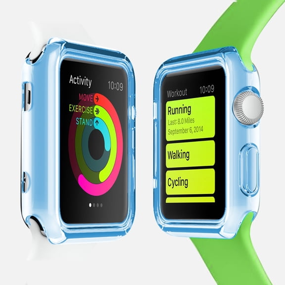 FINCIBO Soft TPU Case Slim Protective Cover for Apple Watch Sport Edition 42mm, Clear Light Blue