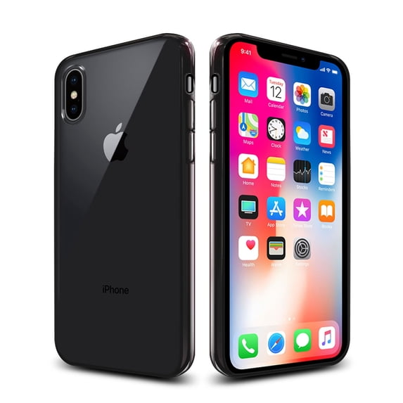 WIRESTER Soft TPU Case Slim Protective Cover for Apple iPhone X, Black Glassy Electroplated